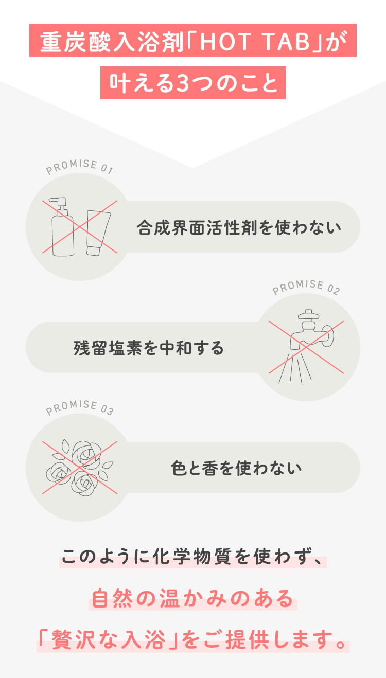 重炭酸入浴剤「HOT TAB」が叶える3つのこと